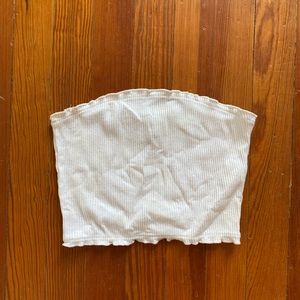 White Shein Ruffle Tube Top